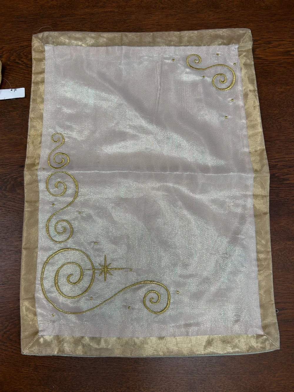 Beautiful Gold Placemats (3)  w/Metallic Sheen. Each 13 or 13.5” by 18 or 18.5”.